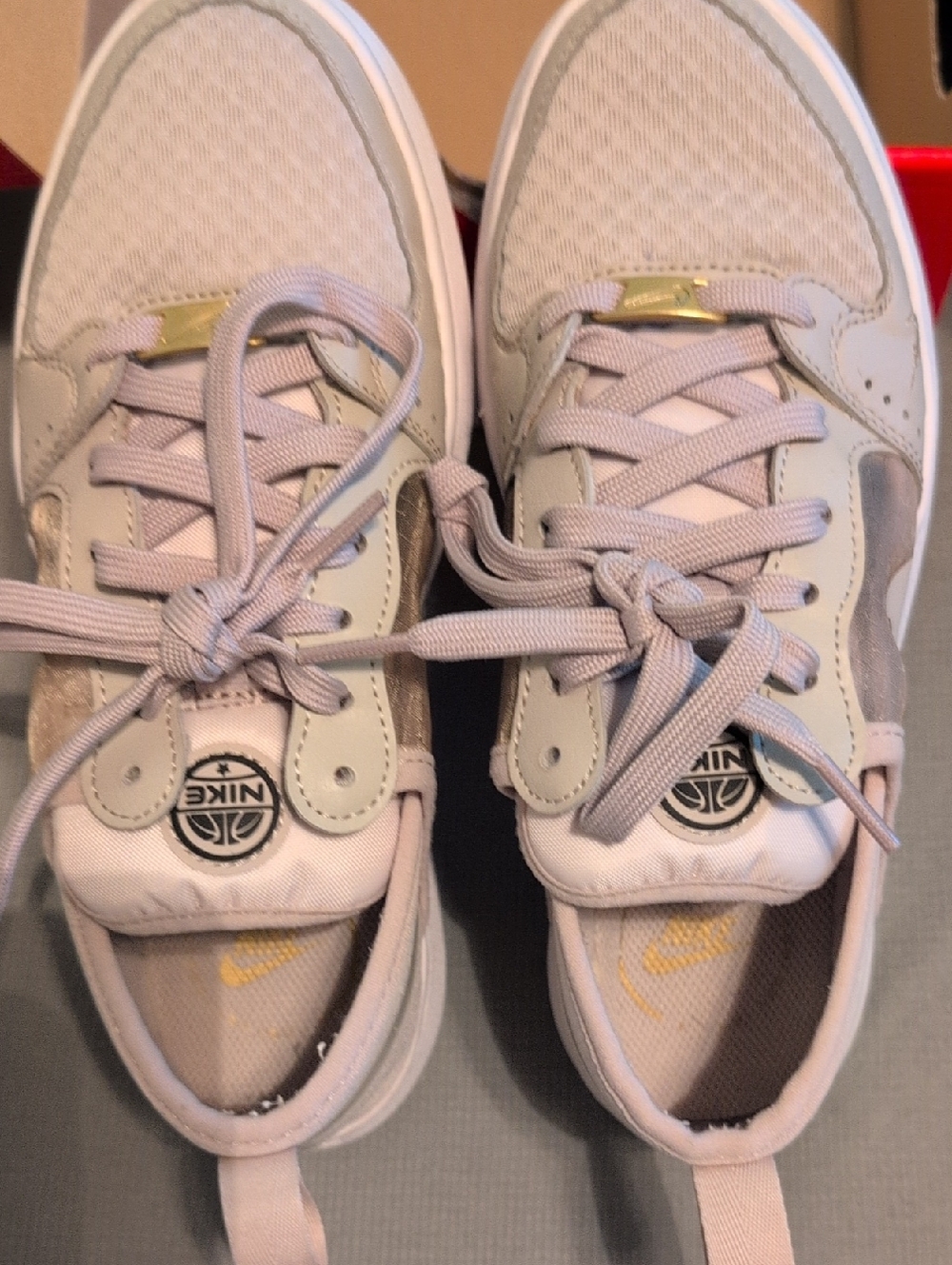 Nike Kids Pastel Pink and Gold Accent Sneakers